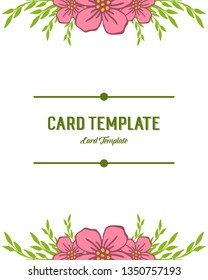 Vector illustration decoration pink flower frame for vintage card template style hand drawn