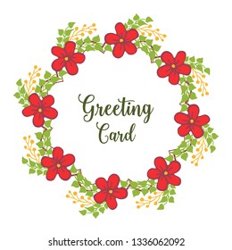 Vector illustration decoration red flower frame round with greeting cards hand drawn
