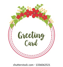 Vector illustration decoration red flower frame round with greeting cards hand drawn