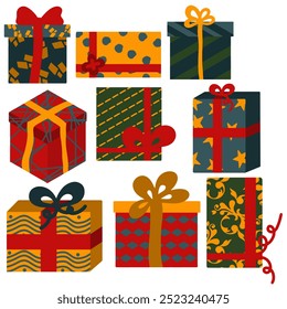 Vector illustration for decoration, set of gift boxes	
