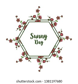 Vector illustration decoration sunny day with ornate flower frame