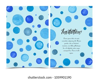 Vector illustration of decoration Watercolor painted circle on background. Set of greeting cards