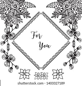 Vector illustration decoration for you with backdrop on a white flower frame
