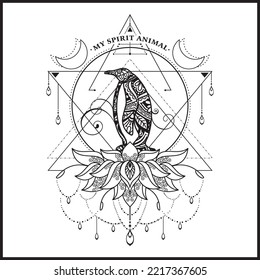 Vector illustration decorative Animal on white background, My Spirit Animal