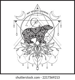 Vector illustration decorative Animal on white background, My Spirit Animal