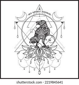 Vector illustration decorative Animal on white background, My Spirit Animal