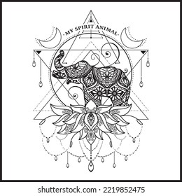 Vector illustration decorative Animal on white background, My Spirit Animal