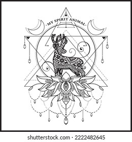 Vector illustration decorative Animal on white background, My Spirit Animal