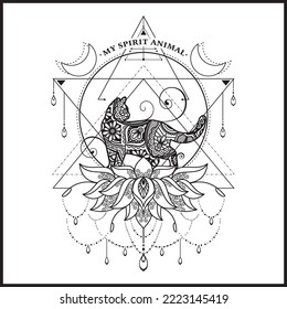 Vector illustration decorative Animal on white background, My Spirit Animal