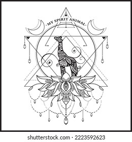 Vector illustration decorative Animal on white background, My Spirit Animal