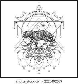 Vector illustration decorative Animal on white background, My Spirit Animal