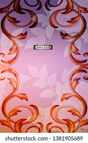 Vector illustration. Decorative background in classic style with floral ornament and frame in pink and red