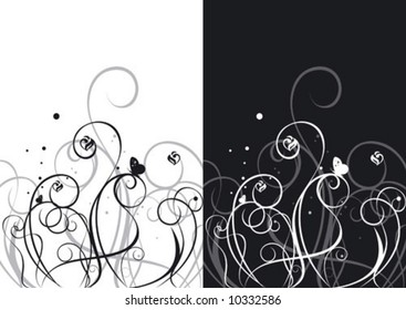 Vector illustration of a decorative background with curling blades