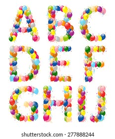 Vector illustration of decorative balloons letters A-J. 