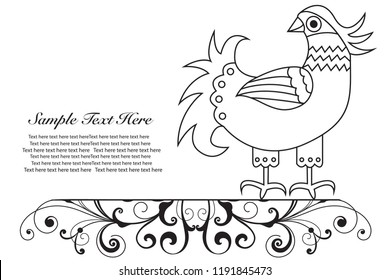 Vector illustration of decorative bird and place for text