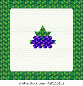 Vector illustration of decorative blackberry inside green frame with triangle. Excellent for decoration of interior at home, kitchen, cafe, shop, market and more.