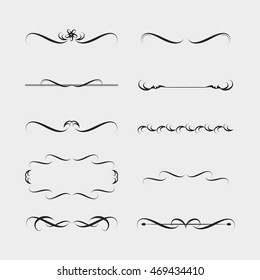 Vector illustration of decorative border and frame set.