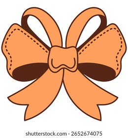 Vector illustration of a decorative bow with dark brown shading and outlines in a simple cartoon style