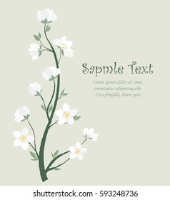 Vector illustration of decorative branches with flowers. Spring blossom
