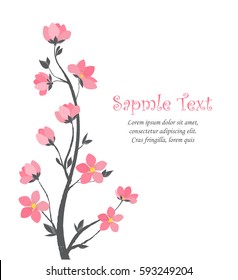 Vector illustration of decorative branches with flowers. Spring Sakura blossom