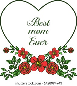 Vector illustration decorative of card best mom with bright orange flower frame