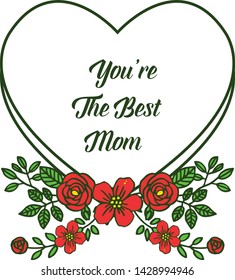 Vector illustration decorative of card best mom with bright orange flower frame