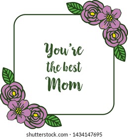 Vector illustration decorative of card best mom for art purple flower frame
