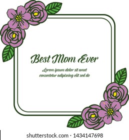 Vector illustration decorative of card best mom for art purple flower frame
