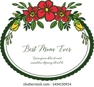 Vector illustration decorative of card best mom with cute colorful wreath frames