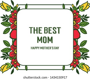 Vector illustration decorative of card best mom with cute colorful wreath frames