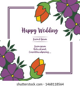 Vector illustration decorative of card happy day with beauty of leaf bouqet frame