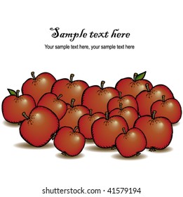 Vector illustration decorative card with red apples