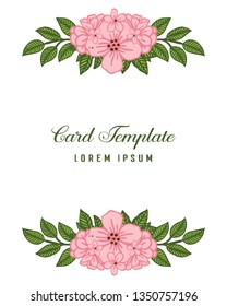 Vector illustration decorative of card template with beautiful flower frame isolated on white backdrop hand drawn