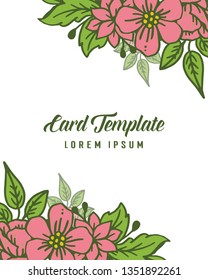 Vector illustration decorative of card template with pattern art pink wreath frames