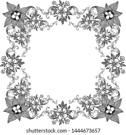 Vector illustration decorative of card for various of cute leaf flower frame