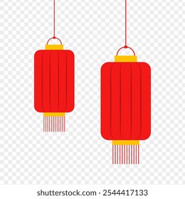 Vector illustration of decorative chinese lantern on transparent background