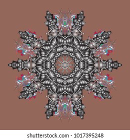 Vector illustration. Decorative christmas background with bokeh beige, gray and neutrals and snowflakes.