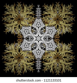 Vector illustration. Decorative christmas background with bokeh black, neutral and whites and snowflakes.