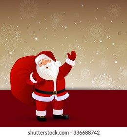 Vector Illustration of a Decorative Christmas Background with Santa Claus