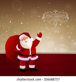 Vector Illustration of a Decorative Christmas Background with Santa Claus