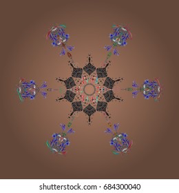 Vector illustration. Decorative christmas background with bokeh s and snowflakes.