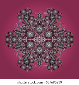 Vector illustration. Decorative christmas background with bokeh s and snowflakes.