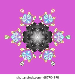 Vector illustration. Decorative christmas background with bokeh s and snowflakes.