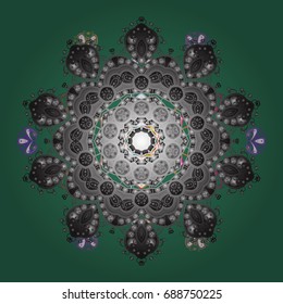 Vector illustration. Decorative christmas background with bokeh s and snowflakes.