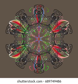 Vector illustration. Decorative christmas background with bokeh s and snowflakes.