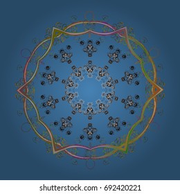 Vector illustration. Decorative christmas background with bokeh s and snowflakes.