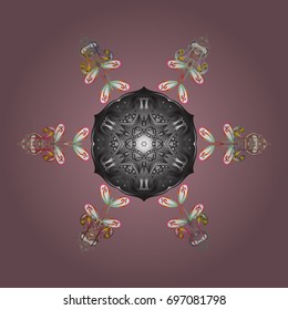 Vector illustration. Decorative christmas background with bokeh s and snowflakes.