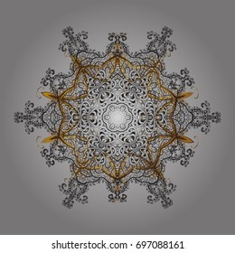 Vector illustration. Decorative christmas background with bokeh s and snowflakes.