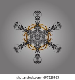 Vector illustration. Decorative christmas background with bokeh s and snowflakes.