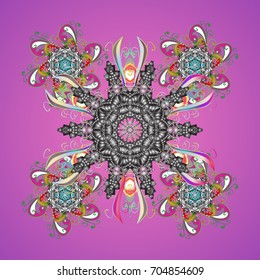 Vector illustration. Decorative christmas background with bokeh s and snowflakes.
